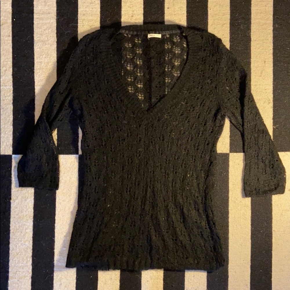 Sheer Knit V-Neck Sweater